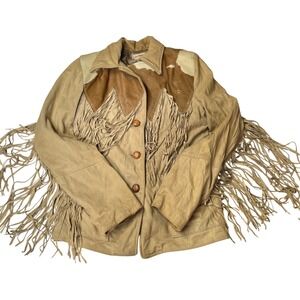 40's-50s Vtg Stratosphere Denver  Leather Fringe Cowhide Western Jacket Women